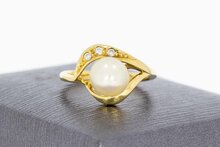 18 Karat Perlenring mit Diamant - 16,5