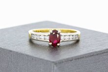 Rubin Goldring mit Diamant 18 Karat- 16,8 mm