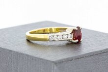 Rubin Goldring mit Diamant 18 Karat- 16,8 mm