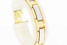 Bicolor 14 Karat Pl&auml;tchen Gold Armband - 18 cm