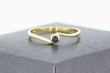 14 Karat Goldring mit Saphir - 17,4 mm