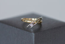 585 bicolor Ring mit Diamant - 14,9 mm