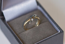 585 bicolor Ring mit Diamant - 14,9 mm