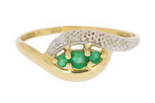 18 Karat Bicolor-Gold Ring Damen mit Smaragd - Ringgr&ouml;&szlig;e 49