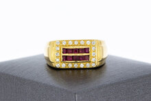 18 Karat Gold Rubin Ring mit Diamant - 18 mm