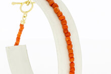 Rotes Korallenarmband 14 Karat Gold - 22 cm