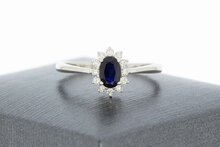9 Karat Wei&szlig;gold Solit&auml;rring Damen mit Saphir - Ringgr&ouml;&szlig;e 57