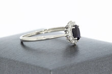 9 Karat Wei&szlig;gold Solit&auml;rring Damen mit Saphir - Ringgr&ouml;&szlig;e 57