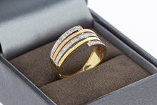 9 Karat Tricolor-Gold Ring Damen mit Zirkonia - Ringgr&ouml;&szlig;e 55