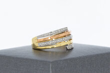 9 Karat Tricolor-Gold Ring Damen mit Zirkonia - Ringgr&ouml;&szlig;e 55