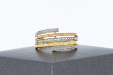 9 Karat Tricolor-Gold Ring Damen mit Zirkonia - Ringgr&ouml;&szlig;e 55