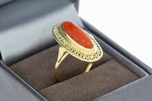 Rote Korallen Ring 585 Gold - 17.1 mm