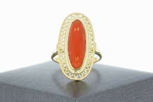 Rote Korallen Ring 585 Gold - 17.1 mm