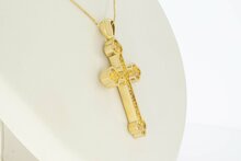 Kreuz Anh&auml;nger 585 Gelb Gold &ndash; 6 cm