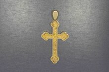 Kreuz Anh&auml;nger 585 Gelb Gold &ndash; 6 cm