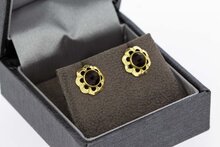Granat Ohrstecker 585 Gold - 0,9 cm