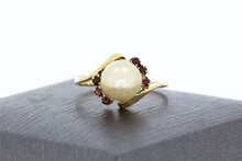 Perlen Goldring 585 mit Granat - 17,1 mm