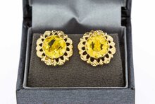 Citrin Ohrstecker 14 Karat Gold - 1,5 cm