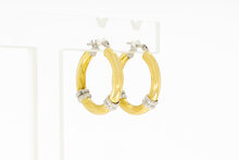 Bicolor Ohrringe 18 Karat Gold - 2 cm