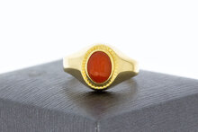 Roter Korallenring aus 18 Karat Gold - 17,2 mm