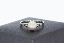 Vintage Perlenring 18 Karat Wei&szlig;gold  - 16,7 mm