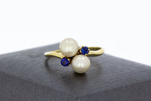 14 Karat Gold Perlenring mit Saphir - 17,6 mm