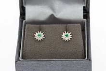 Smaragd Ohrstecker 18 Karat Wei&szlig;gold - 0,7 cm