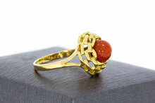 18 Karat Vintage Ring mit roter Koralle - 16,8 mm