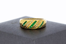 18 Karat Gold Smaragd Ring mit Diamant - 16,8 mm