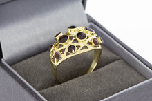Vintage 585 Gold Ring Damen mit Granat - Ringgr&ouml;&szlig;e 57, 3,3 g