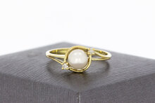 Perlenring 585 Gold mit Diamant - 17,7 mm