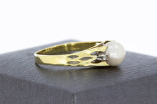 14 Karat Perlenring mit Diamant - 18,7 mm