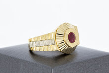 Herren Ring mit Rubin 14 Karat Gold - 20,5 mm