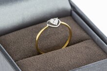 9 Karat Gold Herzring Damen mit Zirkonia - Ringgr&ouml;&szlig;e 48
