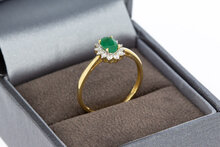 18 Karat Gold Ring mit Smaragd und Diamant - Ringgr&ouml;&szlig;e 54
