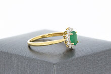 18 Karat Gold Ring mit Smaragd und Diamant - Ringgr&ouml;&szlig;e 54