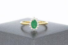 18 Karat Gold Ring mit Smaragd und Diamant - Ringgr&ouml;&szlig;e 54