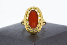 585 Damen Ring mit roter Koralle - 17,6 mm