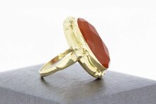 14 Karat Gold Karneol Damen Ring - 18,3 mm