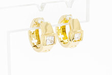 585 Gold Damen Kreolen mit Zirkonia - 1,4 cm