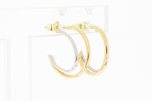 14 Karat bicolor Gold Damen Ohrringe - 1,8 cm