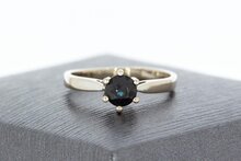 Damen Saphir Ring 14 Karat Wei&szlig;gold - 15,7 mm