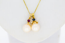 Damen Anh&auml;nger 18 Karat Gold mit Edelstein