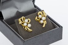 585 Perlen Ohrstecker mit Diamant - 2,9 cm