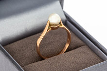 585 Ros&eacute;gold Solit&auml;rring Damen mit Perle - Ringgr&ouml;&szlig;e 55