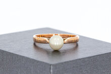 585 Ros&eacute;gold Solit&auml;rring Damen mit Perle - Ringgr&ouml;&szlig;e 55