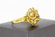 Perlenring 14 Karat Gold mit Saphir - 18 mm