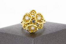 Perlenring 14 Karat Gold mit Saphir - 18 mm