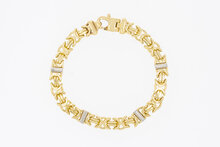 14 Karat goldenes flaches K&ouml;nigsarmband - 21,5 cm