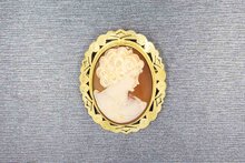 14 Karat Gold Vintage Cameo Anh&auml;nger - 4 cm